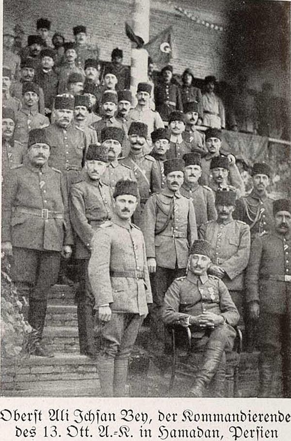 The commander of the XIII Corps Ali İhsan Bey and his men in Hamadan