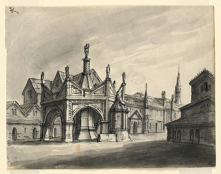 File:Drawing, Stage Design, Exterior of Gothic Buildings, 1831 (CH 18359317).jpg