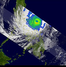 Radar image of Typhoon Durian, the most recent Pacific typhoon to be retired