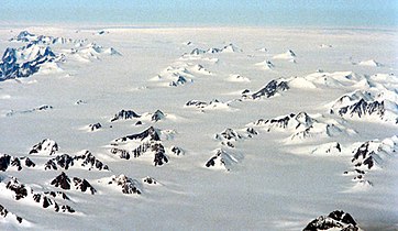 Nunataks on Greenland's east coast
