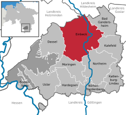 Einbecks läge i Niedersachsen