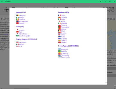 Εμφάνιση λίστας εντός πίνακα στο Παγκόσμιο Κύπελλο Ποδοσφαίρου μέσα από την επίσημη εφαρμογή Wikipedia για Windows 8