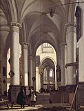 Interior of a Gothic church label QS:Len,"Interior of a Gothic church" label QS:Lpl,"Wnętrze gotyckiego kościoła" label QS:Lnl,"Interieur van een gotische kerk" 1679. oil on panelmedium QS:P186,Q296955;P186,Q106857709,P518,Q861259. 63.5 × 49.5 cm (25 × 19.4 in). Strasbourg, Musée des Beaux-Arts de Strasbourg.