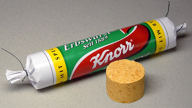 Erbswurst, a traditional instant pea soup from Germany, is a concentrated paste