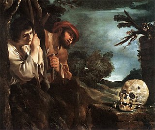 <i>Et in Arcadia ego</i> (Guercino) Painting by Guercino