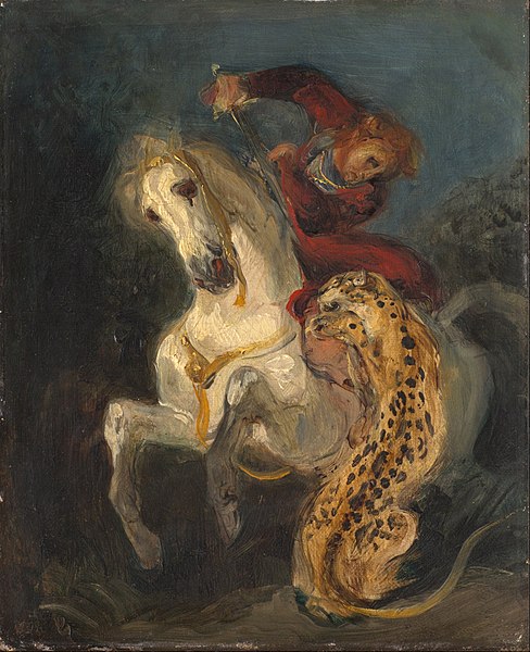 File:Eugéne Delacroix - Rider Attacked by a Jaguar - Google Art Project.jpg