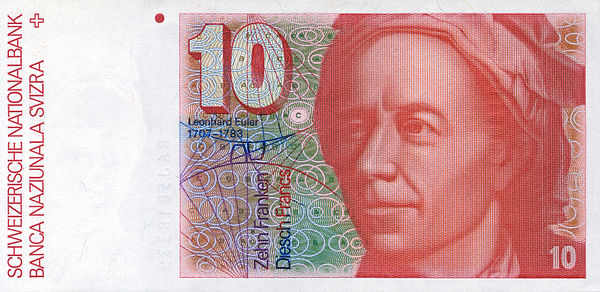 A 6th-series 10-Swiss franc bill, the first to include Romansh