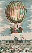 Manned balloon flight of Jacques Charles taking off at Tuileries Palace, December 1, 1783