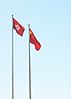 The flag of Hong Kong flying beside the national PRC flag