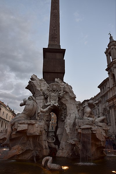 File:Fountain of the Four Rivers(Fontana dei Quattro Fiumi) with the 'Obelisco Agonale' at Piazza Navona, Rome, Italy (Ank Kumar, Infosys Limited) 02.jpg