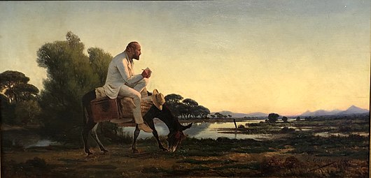 Louis Garcin, Le Peintre Louis Français monté sur un âne (1891), Hyères, La Banque, musée des Cultures et du Paysage.