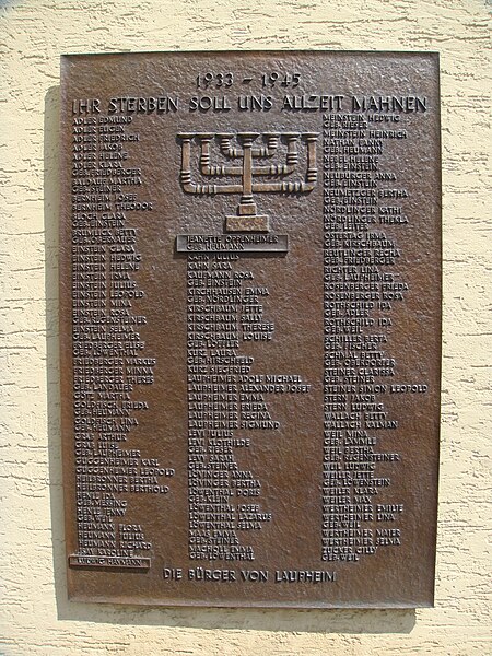 File:Gedenktafel am Eingang des Jüdischen Friedhof Laupheim.JPG