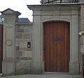 Courtyard gate with pedestrian gate