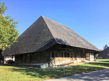 Gerberhaus in Reiben bei Büren an der Aare. Beim Schusswechsel am 2. März 1798 abgebrannt und gleich anschliessend neu aufgebaut.