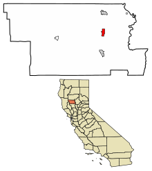 Glenn County California, Inkorporoidut ja rekisteröimättömät alueet Artois Highlighted 0602910.svg