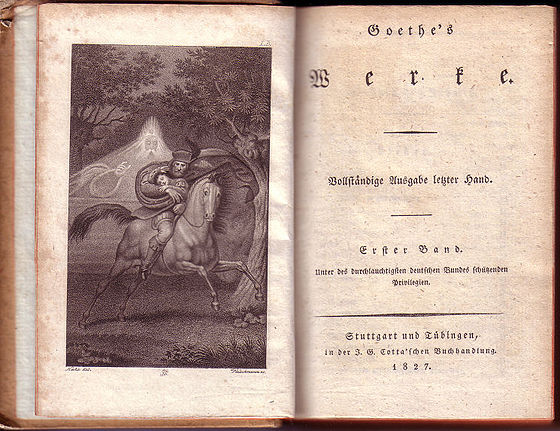 Titelpagina van Goethes werken, eerste boek, uitgave 1827