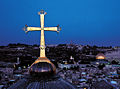 Close up of the cross atop the dome.