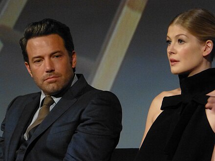 Pike and actor Ben Affleck attending the premiere of Gone Girl at the 52nd New York Film Festival in October 2014