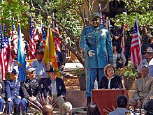 Martinez speaking at the unveiling of the statue of Leroy Petry, a Medal of Honor recipient, June 24, 2013 Gov. Susana Martinez at Leroy Petry statue unveiling.jpg