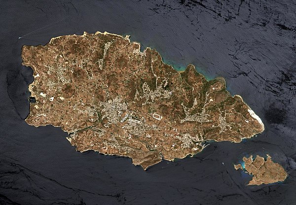 Satellite view of Gozo and adjacent Comino