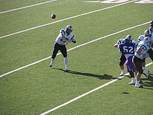 McElroy passes the ball for Carroll Senior High in 2005, during his senior season. GregMcElroyCarrollHS.jpg