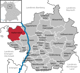 Läget för Hallerndorf i Landkreis Forchheim