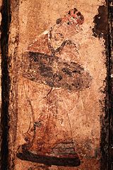 Mural painting of a male figure, discovered in a Western Han dynasty (206 B.C. – 8 A.D.) tomb in Chin-hsiang County