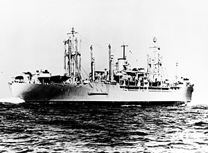 Haskell-class attack transport underway, in 1944-1945 (NH 91975).jpg