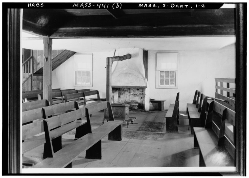 File:Historic American Buildings Survey Arthur C. Haskell, Photographer June 23, 1935 (b) INT. 1st. FLOOR LOOKING TOWARD FIREPLACE - Apponagansett Meetinghouse, South Dartmouth, HABS MASS,3-DART,1-2.tif