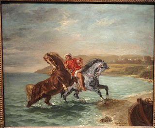 <i>Horses Leaving the Sea</i> 1860 painting by Eugène Delacroix