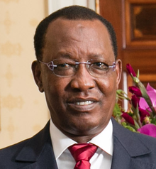 Former President Idriss Deby in 2014 Idriss Deby with Obamas (cropped)2014.png