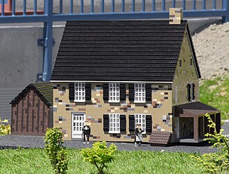 A model of Bull Stone House is an exhibit at LEGOLAND New York MiniLand Goshen. JBC9873 (1).jpg