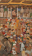 Jahangir in Darbar, from the Jahangir-nama, c. 1620. Gouache on paper.