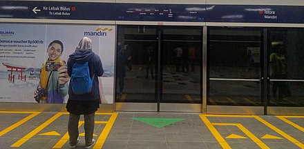 Istora Mandiri MRT station, the nearest Jakarta MRT station to the stadium complex.