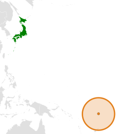 JapanとTuvaluの位置を示した地図
