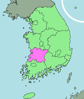 उत्तर जेओलाचे दक्षिण कोरिया देशाच्या नकाशातील स्थान