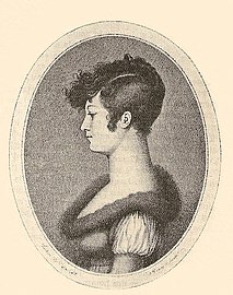 Juliette Récamier vers 1810 par Pulchérie Nicole Édme Brulard de Genlis, comtesse de Valence, dessin.