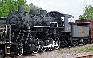 Kewaunee, Green Bay & Western Railroad - 49 steam locomotive (2-8-0) & tender 2 (19305396752).jpg