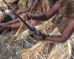 Drilling the hole with a traditional drill, 2008