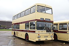 Preserved Leicester City Transport Scania Metropolitan in Duxford in September 2010 Leicester City Transport bus 301 (GJF 301N), Showbus 2010 (2).jpg