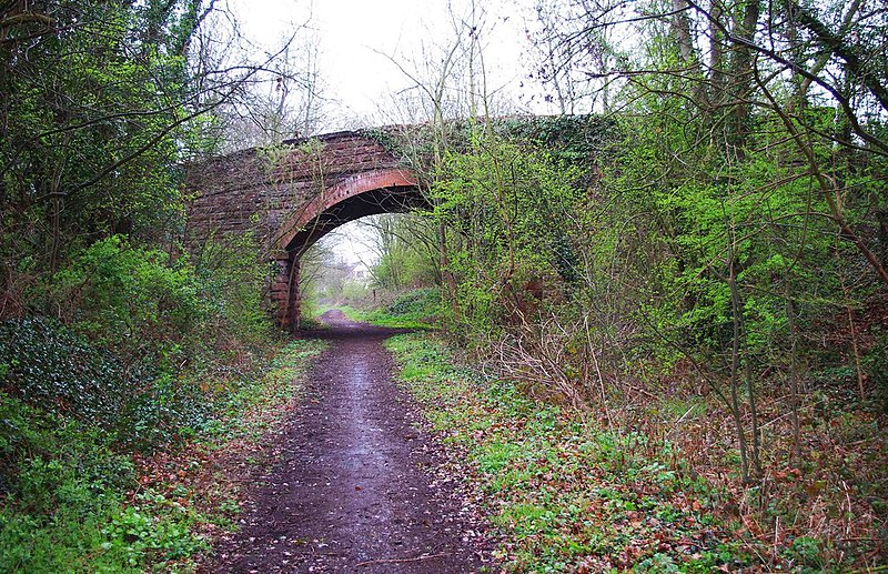 File:Looking west at Charlton Lane Bridge over former railway line, near Leapgate - geograph.org.uk - 2886881.jpg