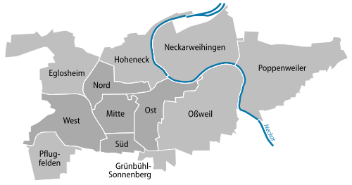 Karte der Stadtteile