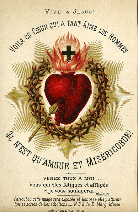 Catholic holy card depicting the Sacred Heart of Jesus, circa 1880. Auguste Martin collection, University of Dayton Libraries