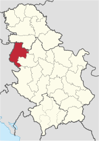 Location o Mačva Destrict in Serbie