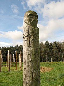 Carved posts in the henge, since replaced with new posts