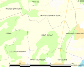 Mapa obce Monthenault