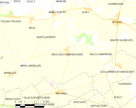 Mapa obce Saulces-Champenoises