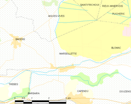 Mapa obce Marseillette