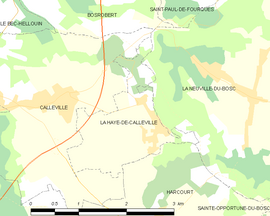 Mapa obce La Haye-de-Calleville