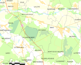 Mapa obce Souvans